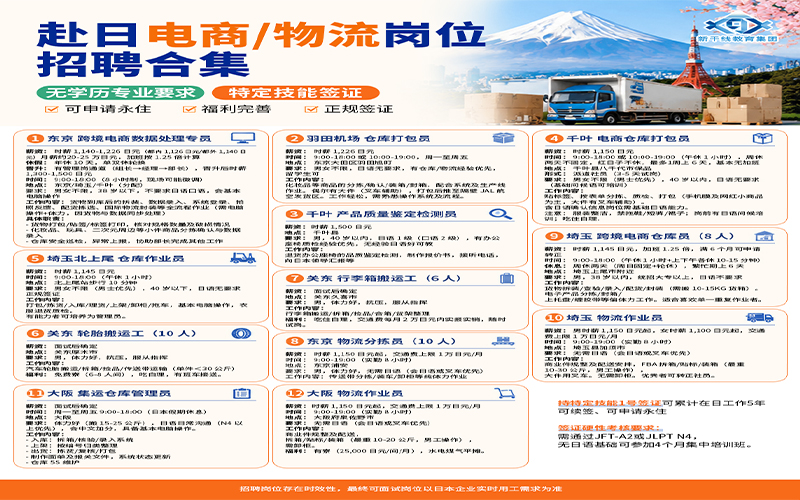 日本抢人啦！特定技能1号签证，电商/物流岗位合集，无学历无语言门槛！「辽宁政通劳务」